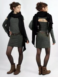 Écharpe-Châle "Zahïoo", Noir Liseré Noir -Magasin De Vêtements Pour Femmes p image 333443 grande