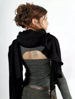 Écharpe-Châle "Zahïoo", Noir Liseré Noir -Magasin De Vêtements Pour Femmes p image 333445 grande