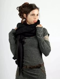 Écharpe-Châle "Zahïoo", Noir Liseré Noir -Magasin De Vêtements Pour Femmes p image 333446 grande