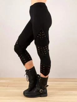 Legging Court Ajouré En Patchwork "Nirmala", Noir