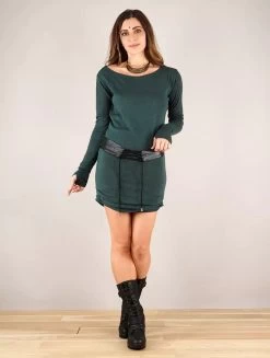 Robe Pull à Manches Chauve-souris "Kayäaz", Bleu Pétrole Foncé -Magasin De Vêtements Pour Femmes p image 335553 grande