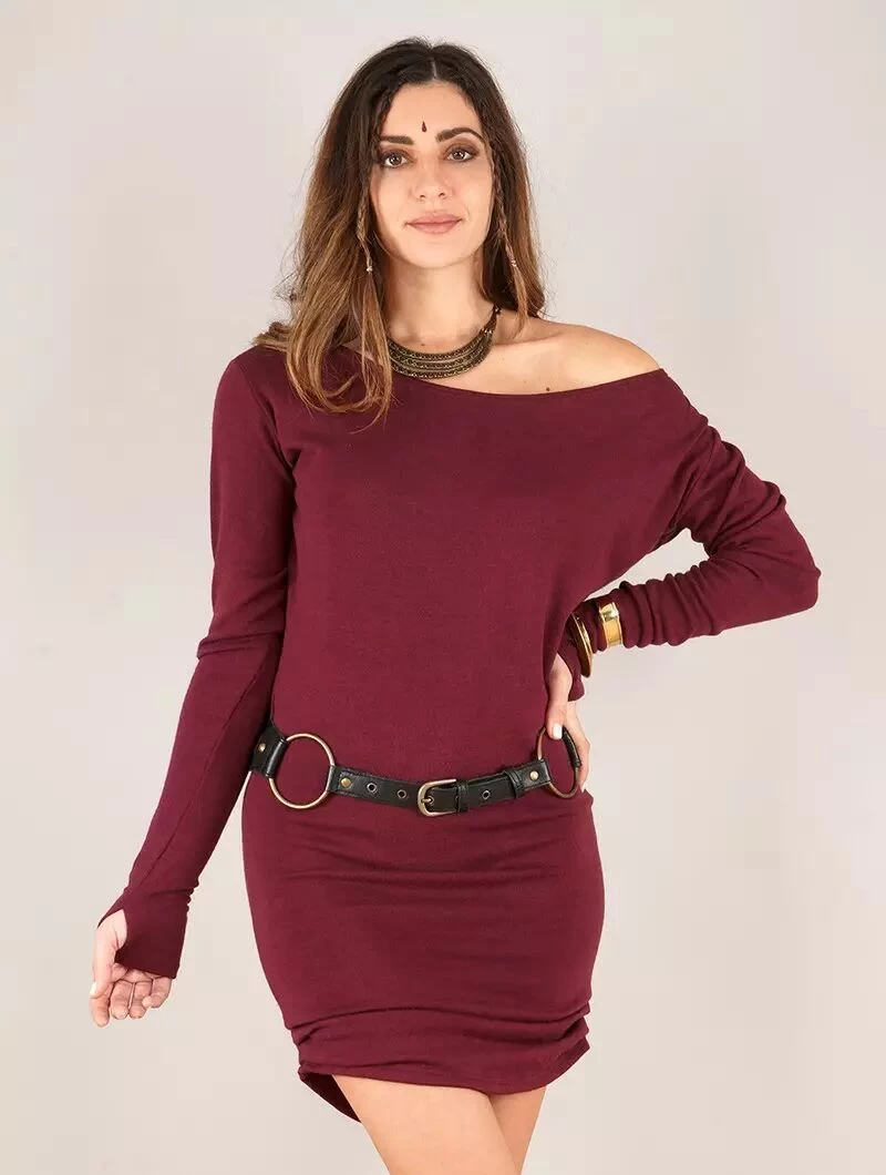 Robe Pull à Manches Chauve-souris "Kayäaz", Bordeaux 7 Robe Pull à Manches Chauve-souris "Kayäaz", Bordeaux – Image 7