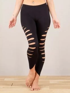 Legging Court Pointu Ajouré "Yaqui", Noir