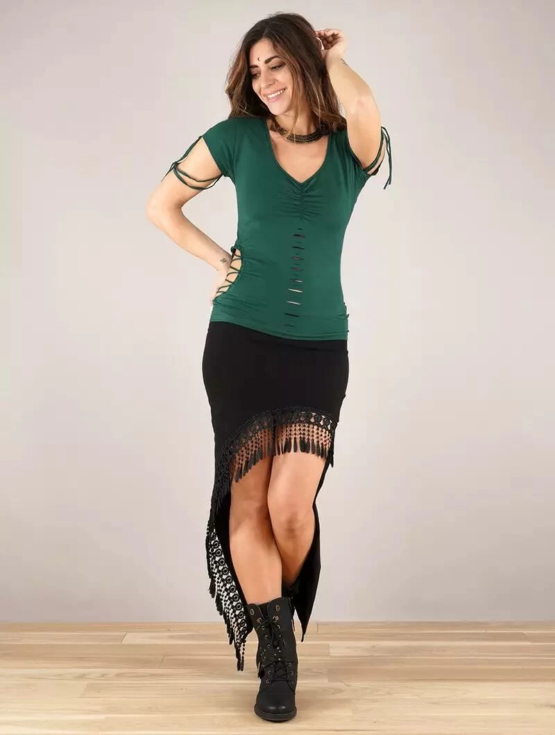 Top Manches Courtes "Tsukino", Vert Canard 4 Top Manches Courtes "Tsukino", Vert Canard – Image 4