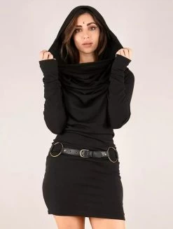 Robe Pull Col Bénitier "Kali", Noir -Magasin De Vêtements Pour Femmes p image 336093 grande