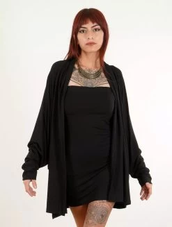 Gilet Long à Manches Chauve-souris "Daedra", Noir