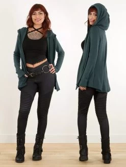 Gilet à Capuche "Dark", Bleu Pétrole -Magasin De Vêtements Pour Femmes p image 338397 grande