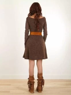 Robe Pull à Manches En Crochet "Oroshï", Marron -Magasin De Vêtements Pour Femmes p image 338588 grande
