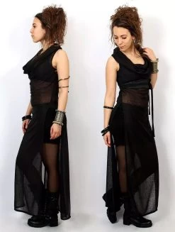 Robe Longue Fendue "Nephilim", Noir Transparent -Magasin De Vêtements Pour Femmes p image 338978 grande