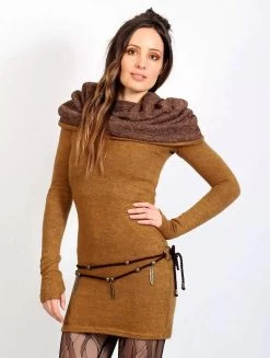 Ceinture "Feathers", Tissus Marron Et Perles Dorées -Magasin De Vêtements Pour Femmes p image 338983 grande