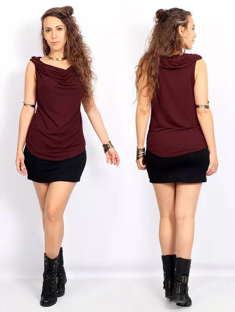 Top Sans Manches à Col Bénitier "Nephilim", Bordeaux 8 Top Sans Manches à Col Bénitier "Nephilim", Bordeaux – Image 8