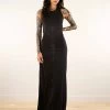 Robe Longue Sans Manches Imprimée "Vairë Anazra", Noir