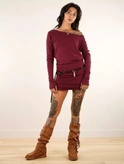 Robe Pull à Manches Chauve-souris "Kayäaz", Bordeaux