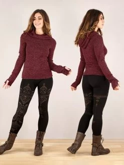 Pull à Capuche "Sadiva", Bordeaux -Magasin De Vêtements Pour Femmes p image 342615 grande