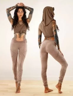 Legging Long En Patchwork "Nyepi", Beige Délavé -Magasin De Vêtements Pour Femmes p image 342639 grande