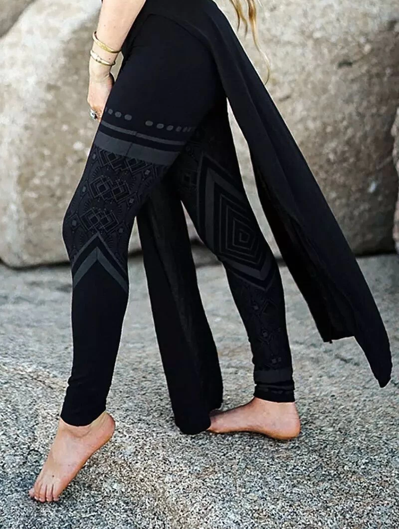 Legging Long Imprimé "Rinji Floral Circuit", Noir 6 Legging Long Imprimé "Rinji Floral Circuit", Noir – Image 6
