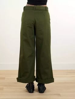 Pantalon Large évasé "Tiloh", Vert Kaki -Magasin De Vêtements Pour Femmes pantalon large evase tiloh vert kaki p image 338735 grande