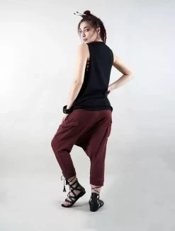 Pantalon Sarouel 3/4 Unisexe "Safar", Bordeaux -Magasin De Vêtements Pour Femmes pantalon sarouel 3 4 unisexe safar bordeaux p image 324210 grande