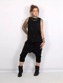 Pantalon Sarouel 3/4 Unisexe "Safar", Noir -Magasin De Vêtements Pour Femmes pantalon sarouel 3 4 unisexe safar noir p image 323689 grande