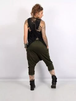 Pantalon Sarouel 3/4 Unisexe "Safar", Vert Kaki -Magasin De Vêtements Pour Femmes pantalon sarouel 3 4 unisexe safar vert kaki p image 323694 grande