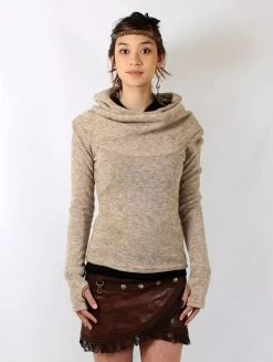 Pull à Capuche "Sadiva", Beige