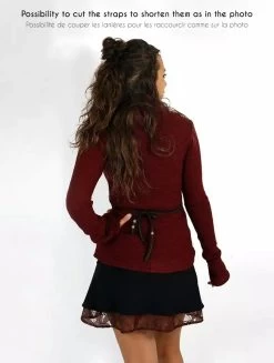 Pull Cache-coeur "Plume", Bordeaux -Magasin De Vêtements Pour Femmes pull cache coeur plume bordeaux p image 345419 grande