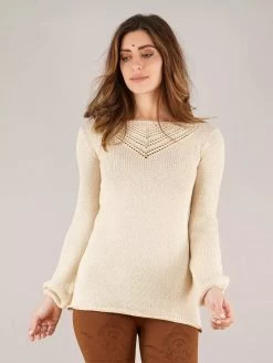 Pull En Mailles à Col Bateau Ajouré "Endaria", Beige