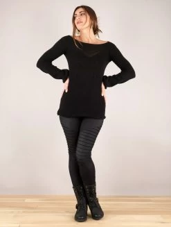 Pull En Mailles à Col Bateau Ajouré "Endaria", Noir -Magasin De Vêtements Pour Femmes pull endaria noir p image 335318 grande