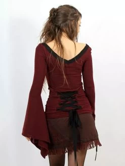 Pull à Manches évasées "Eo-Kimö", Bordeaux Et Noir