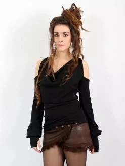 Pull épaules Dénudées "Elixir", Noir -Magasin De Vêtements Pour Femmes pull epaules denudees elixir noir p image 331190 grande