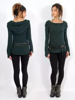 Pull "Karmäa", Bleu Pétrole Chiné