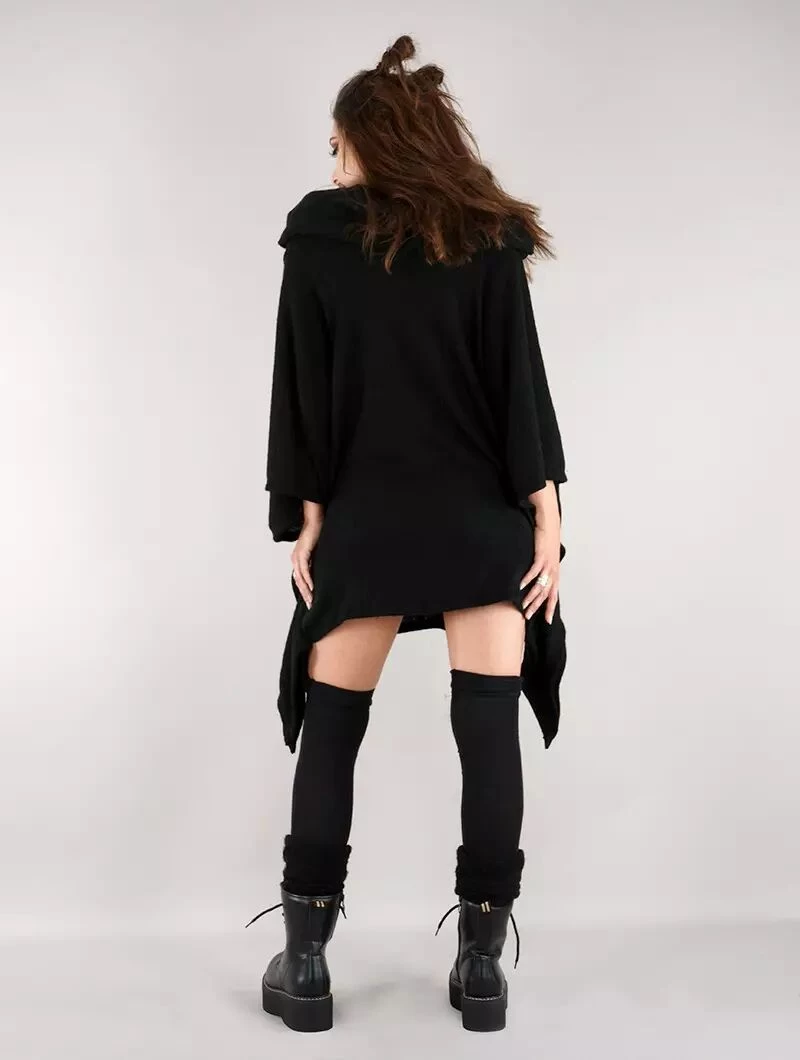 Pull Long à Capuche "Nethmi", Noir 3 Pull Long à Capuche "Nethmi", Noir – Image 3