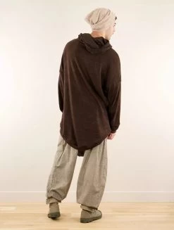 Pull Long Oversize à Capuche "Rashmi", Marron -Magasin De Vêtements Pour Femmes pull long oversize a capuche rashmi marron p image 347428 grande