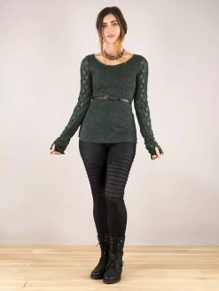 Pull Manche Crochet "Oroshï", Bleu Pétrole Foncé -Magasin De Vêtements Pour Femmes pull manche crochet oroshi bleu petrole fonce p image 342869 grande