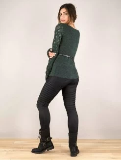 Pull Manche Crochet "Oroshï", Bleu Pétrole Foncé -Magasin De Vêtements Pour Femmes pull manche crochet oroshi bleu petrole fonce p image 342870 grande