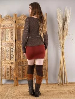 Pull Manches Crochet "Oroshï", Marron -Magasin De Vêtements Pour Femmes pull manches crochet oroshi marron p image 326772 grande