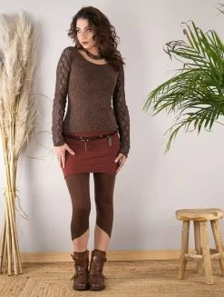 Pull Manches Crochet "Oroshï", Marron -Magasin De Vêtements Pour Femmes pull manches crochet oroshi marron p image 328504 grande