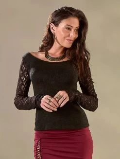 Pull Manches Crochet "Oroshï", Noir