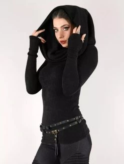 Pull à Gros Col "Mantra", Noir