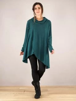 Pull Poncho "Inika", Bleu Pétrole -Magasin De Vêtements Pour Femmes pull poncho inika bleu petrole p image 335692 grande