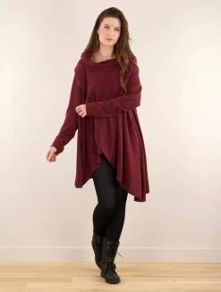 Pull Poncho "Inika", Bordeaux