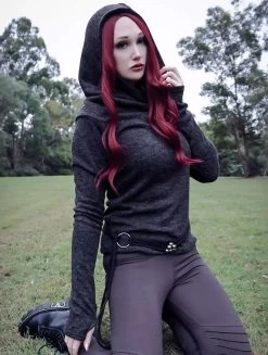 Pull à Capuche "Sadiva", Gris Foncé