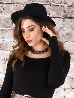 Pull Tunique "Bohemian", Noir -Magasin De Vêtements Pour Femmes pull tunique bohemian noir p image 336613 grande