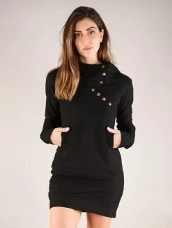 Robe Sweat à Col Capuche "Numendil", Noir