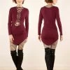 Robe à Manches Longues "Ritaa", Bordeaux