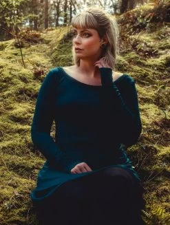 Robe à Manches Longues "Ysïaa", Bleu Pétrole Foncé -Magasin De Vêtements Pour Femmes robe a manches longues ysiaa bleu petrole fonce p image 348298 grande