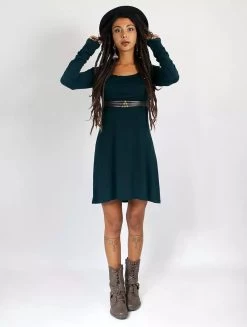 Robe à Manches Longues "Ysïaa", Bleu Pétrole Foncé