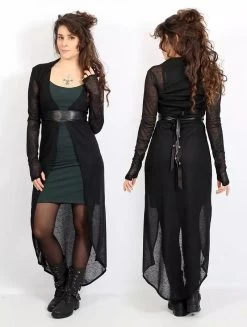 Robe Sans Manches Courte Devant Et Longue Derrière "Marrakech", Vert Canard Et Noir -Magasin De Vêtements Pour Femmes robe asymetrique marrakech vert canard et noir p image 330861 grande