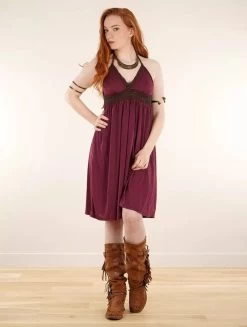 Robe Courte Dos Nu à Bretelles "Nolofinwe", Bordeaux