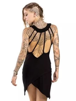 Robe Courte Dos Nu à Col Licou "Zoan", Noir -Magasin De Vêtements Pour Femmes robe courte dos nu a col licou zoan noir p image 329917 grande